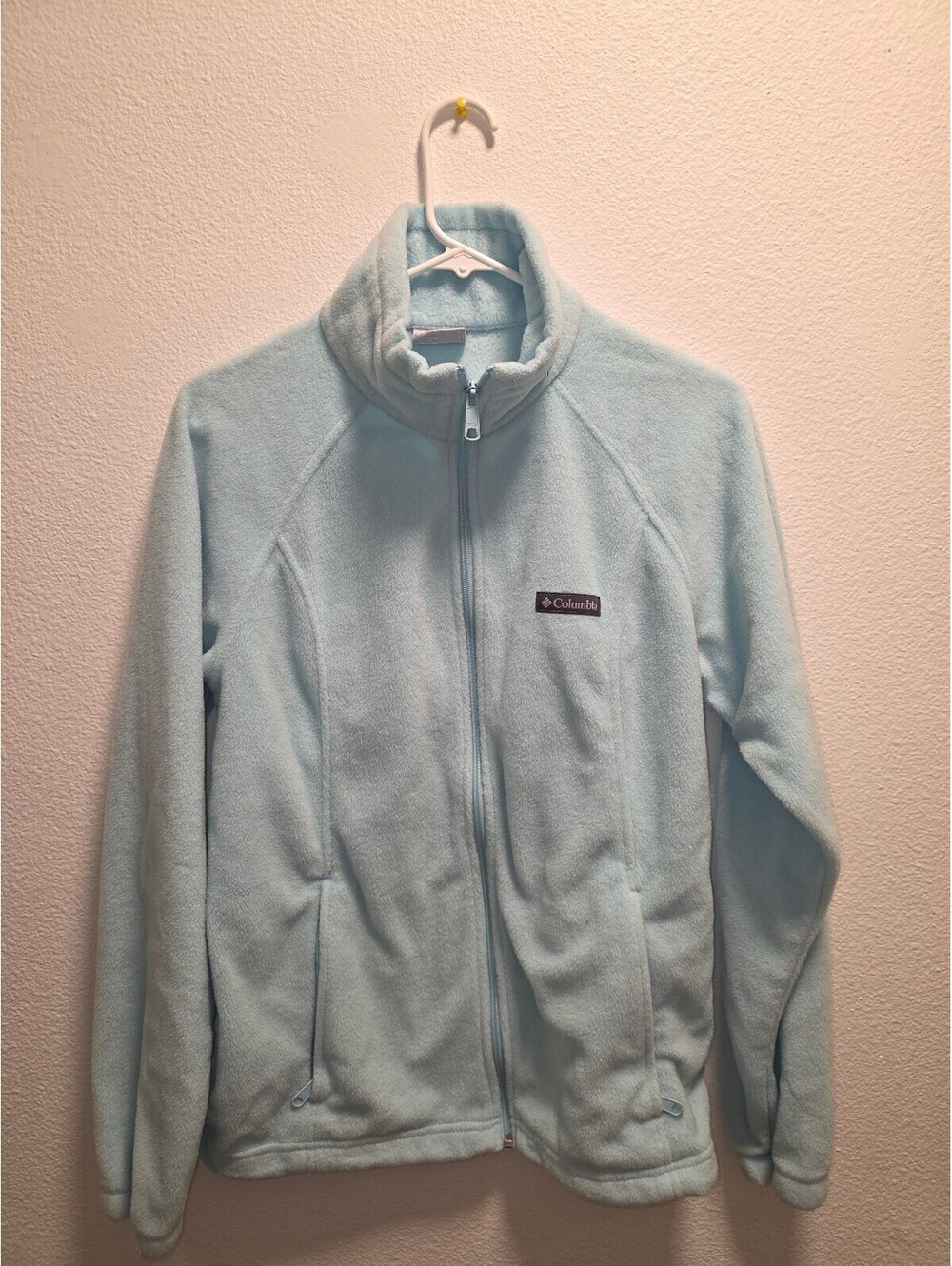 Columbia Women’s Large Light Blue Full Zip Fleece Jacket Outdoor Hiking